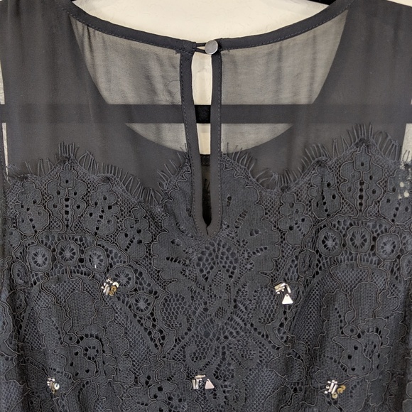 Meadow Rue Stargazer Peplum Black Peplum Top sz M - Picture 5 of 8